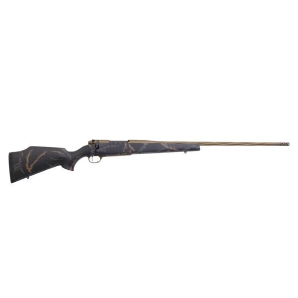 Weatherby mk v weathermark limited rifle 6. 5 wby rpm mag 4rd capacity 24" fluted barrel black/gray/bronze stock