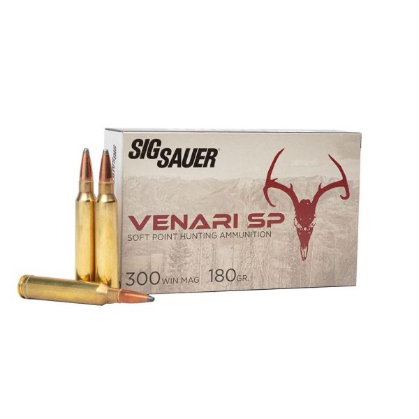 Sig sauer venari sp rifle ammunition. 300 win mag 180gr sp 3050 fps 20/ct
