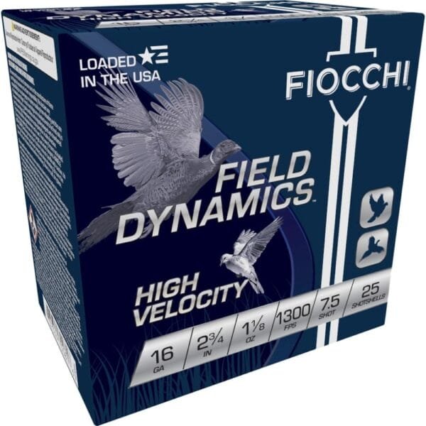 Fiocchi high velocity shotshells 16ga 2-3/4" 1-1/8oz #7. 5 hi velocity 25/ct