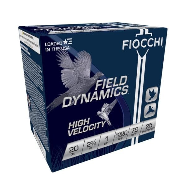 Fiocchi high velocity shotshells 20ga. 2-3/4" 1oz #7. 5 25/ct