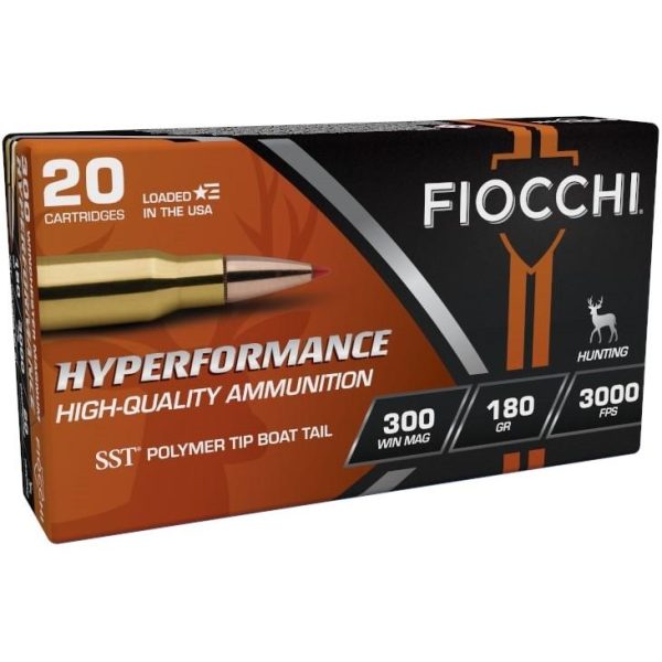 Fiocchi hyperformance hunt rifle ammunition. 300 win mag 180 gr sst 3000 fps 20/ct