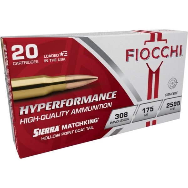 Fiocchi hyperformance matchking rifle ammunition. 308 win. 175 gr hpbt 2595 fps 20/ct