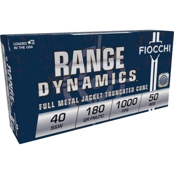 Fiocchi pistol shooting dynamics handgun ammunition. 40 s&w 180 gr fmj-fn 1000 fps 50/box