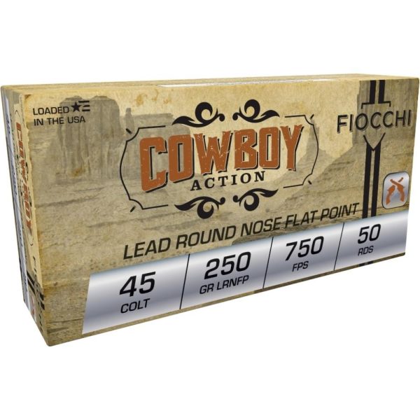 Fiocchi cowboy action. 45 lc 250 gr lead rnfp handgun ammo - 50/ct