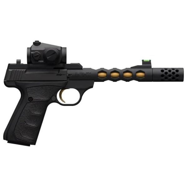Browning buck mark vision handgun. 22 lr 10rd magazine 5. 875" 1/2x28 threaded barrel black gold with vortex red dot