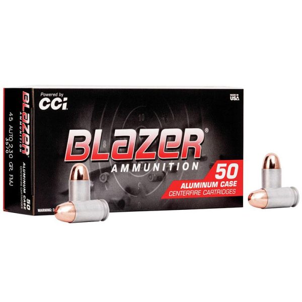 Cci blazer aluminum handgun ammunition. 45 acp 230 gr fmj 845 fps 50/ct