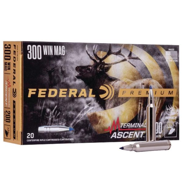 Federal terminal ascent rifle ammuntion. 300 win mag 200 gr 2810 fps 20/ct