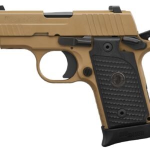 Tan and black sig sauer p238 handgun with textured grip, featuring a small size and detailed design.