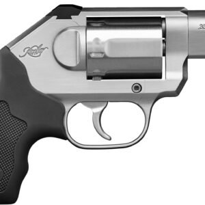 Silver and black. 357 magnum revolver with textured grip.