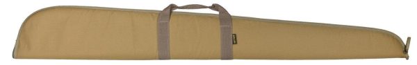 Tan firearm bag with beige zipper and brown handles, suitable for carrying guns and ammo, associated with casey, iowa.