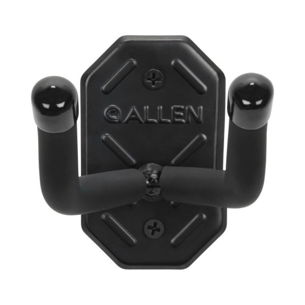 Black allen gun rack with dual hooks and a textured rectangular backplate designed for firearm storage.