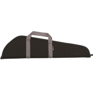 Black firearm carrying case with gray handles and stitching, ideal for guns and ammo storage; associated with Casey, Iowa.