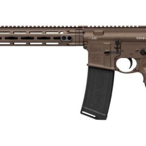 Brown semi-automatic rifle with black textured grip and adjustable stock on a white background.