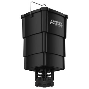 Black square-shaped American Hunter outdoor product container with metal handle, suitable for firearms or ammo storage.