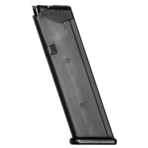 Black firearm magazine with visible grooves and release catch; context: firearms, guns, ammo, casey iowa.