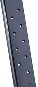 Black firearm magazine with round indicator holes and a sleek design.