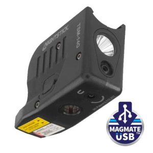 Black Nightstick TSM-AG laser sight with MagMate USB charging logo.