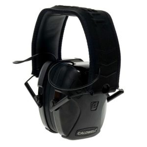 Black Caldwell earmuffs with padded headband and adjustable ear cups.