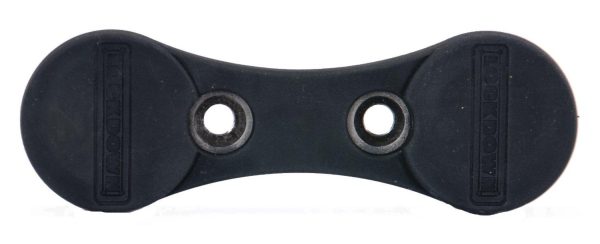 Black lockdown magnetic gun barrel rest with two circular grooves and embossed logo.