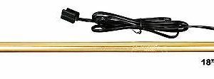Gold-colored 18-inch gun safe dehumidifier rod with black end caps and a black power cord.