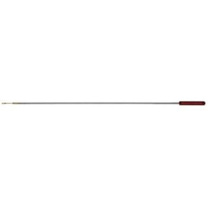 Gun cleaning rod with a long silver shaft and a dark red handle.