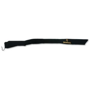 Black Browning gun sock with yellow logo and text, suitable for firearms and ammo storage; Casey, Iowa.