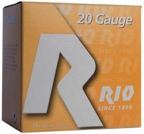 Orange and gray rio 20 gauge ammo box with a large "r" logo and text "since 1896. "