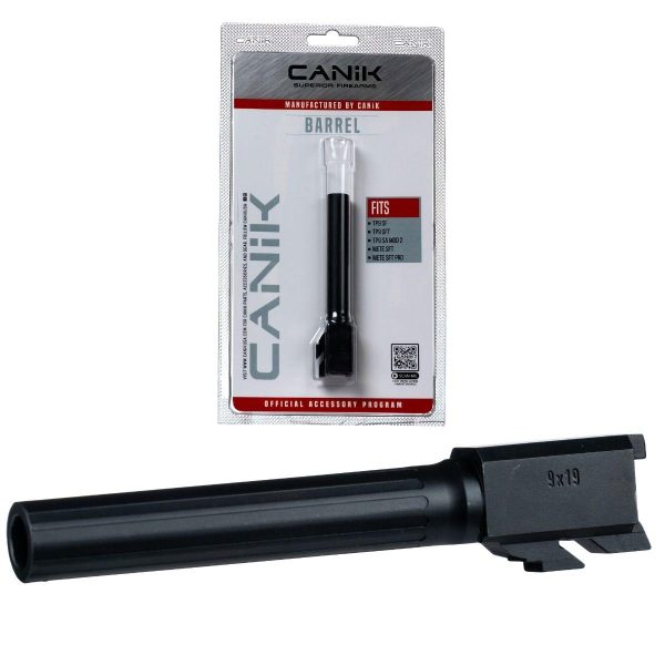 Black canik 9x19 pistol barrel in packaging designed for tp9 models; casey, iowa.