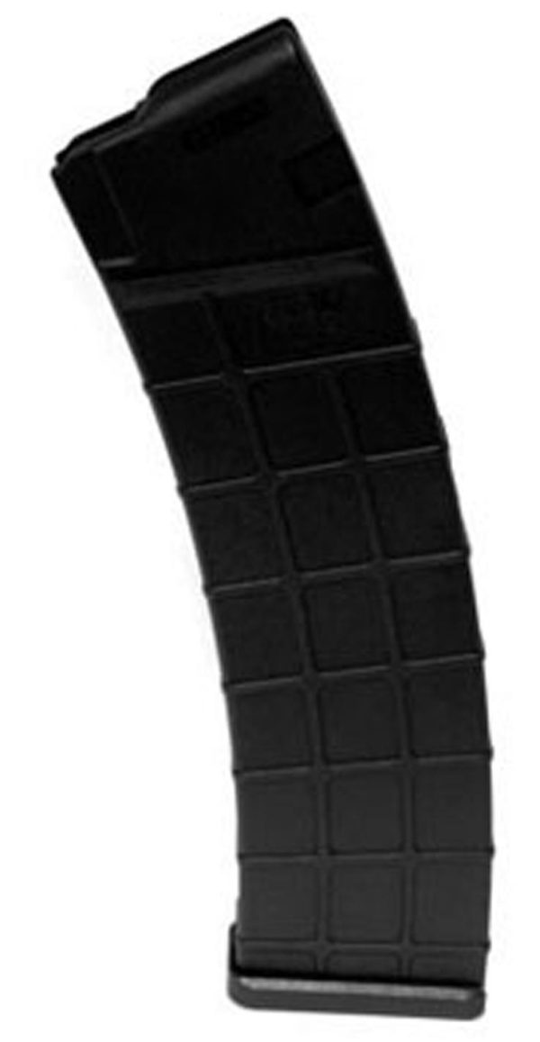 Black rifle magazine on a white background with a grid pattern.