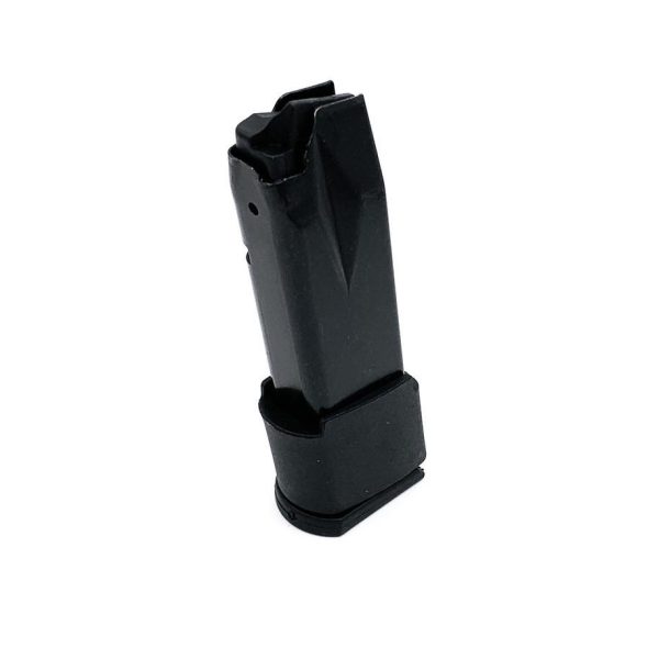 Black firearm magazine with a sleek design against a white background, relevant to firearms, guns, ammo, and items possibly found in casey, iowa.