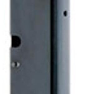 Black metal firearm magazine for ammunition storage.