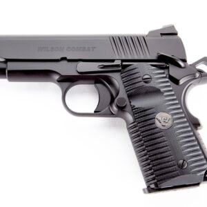 Black wilson combat pistol with textured grip.