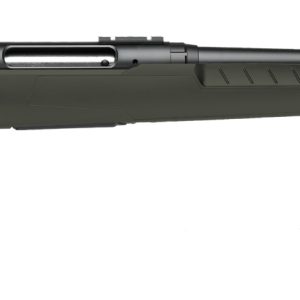 Olive green bolt-action rifle with a black barrel and textured stock.