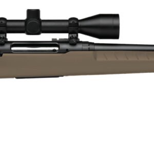 Brown rifle with a black scope and barrel.