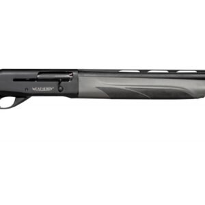 Gray weatherby shotgun with black accents on stock and barrel.