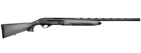 Gray weatherby shotgun with black accents on stock and barrel.