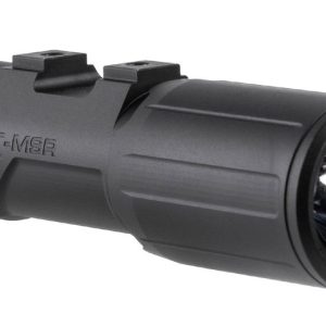 Black tactical flashlight attachment labeled "FOXTROT-MSR" with a cylindrical design and glossy reflector, suitable for firearms in Casey, Iowa.