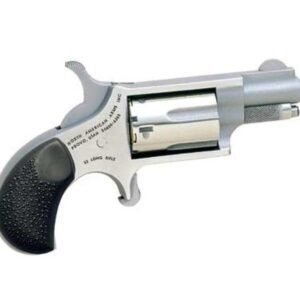 Silver revolver with a short barrel and black textured grip, featuring the text "north american arms" on the side.