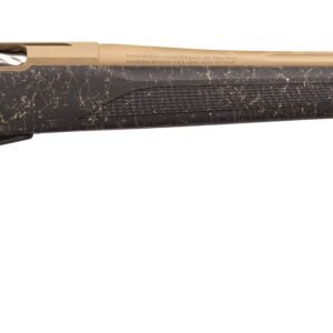 Black and tan bolt-action rifle with a textured stock and a smooth barrel, suitable for shooting sports and hunting in casey, iowa.