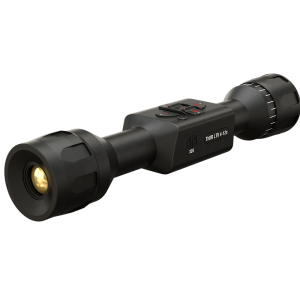 Black thermal rifle scope with digital display and control buttons, featuring "THOR LTV 4-12x" label.