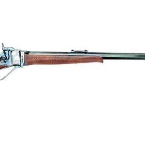 Alt text: vintage rifle with a polished wooden stock and a long metal barrel, showcasing detailed metalwork.