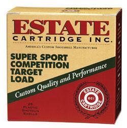 A box of estate cartridge inc. Super sport competition target load ammo with a red and tan design.