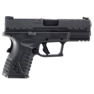 Black springfield armory handgun with textured grip and angular slide design.