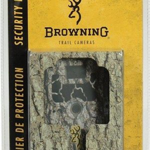 Alt text: Browning Trail Cameras security box in camouflage design, packaged on a yellow and brown blister card.