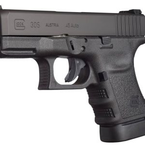 Black glock 30s. 45 auto pistol with detailed textured grip and matte black slide.