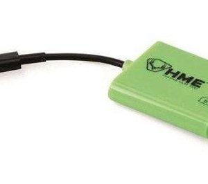 Green HME Lightning card reader with black cable.