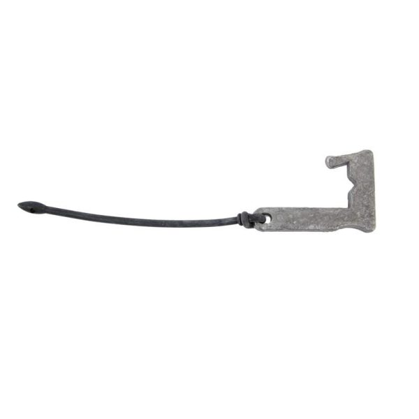 Iron tool with black rubber strap, isolated on white background.