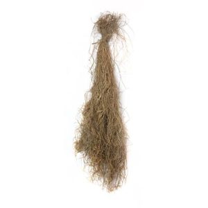 A small bundle of dry, tan-colored grass or straw against a white background.