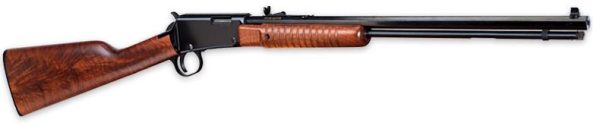 Brown wooden stock and pump-action rifle with a long black barrel, related to keywords: firearms, guns, ammo, bag, iowa, casey iowa.