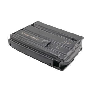 Steel ammunition magazine for. 223 remington and 5. 56x45 in dark gray with yellow markings.
